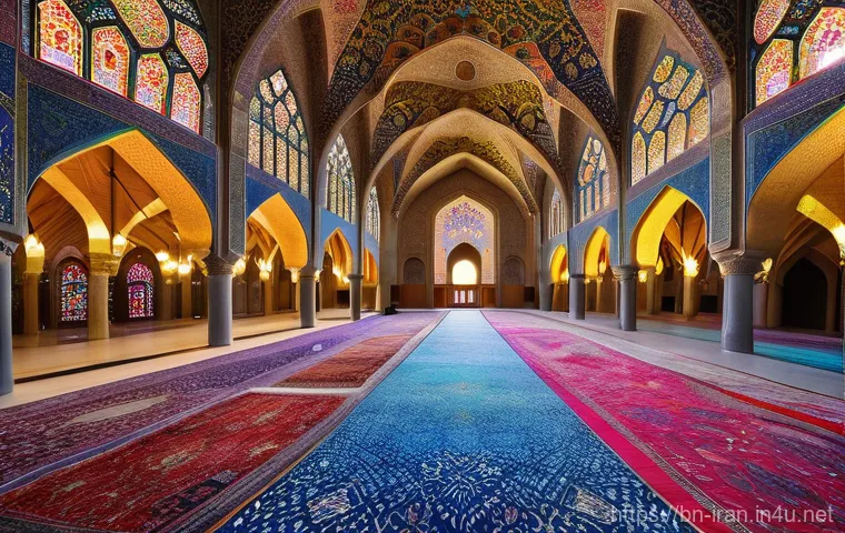 이란 시라즈 핑크 모스크 - **Prompt 2: Intricate Pink Tilework and Muqarnas**
    "A detailed, mid-level shot focusing on the e...