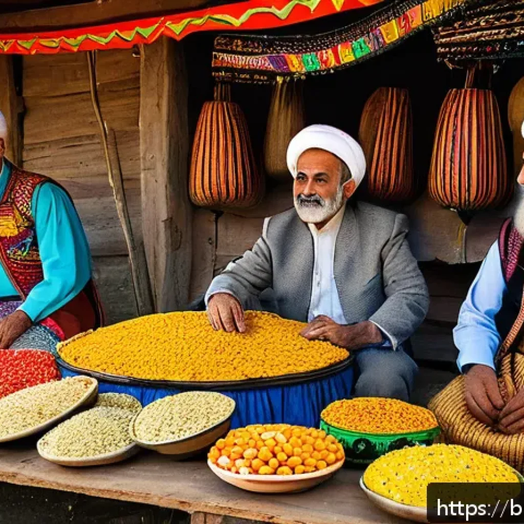 이란 방언과 지역별 차이 - A vibrant and detailed scene depicting a traditional Iranian cultural festival in a rural mountainou...